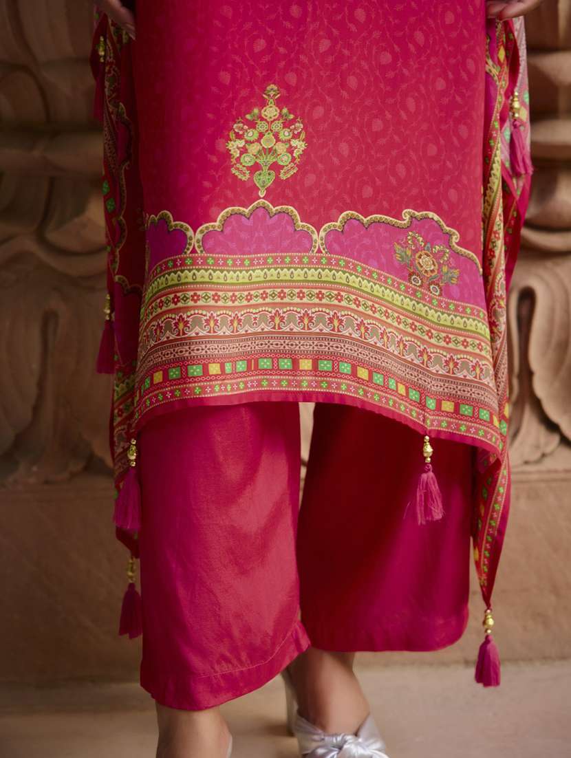 women printed kimono sleeve kaftan kurta with pant set - 22076963 - Standard Image - 3