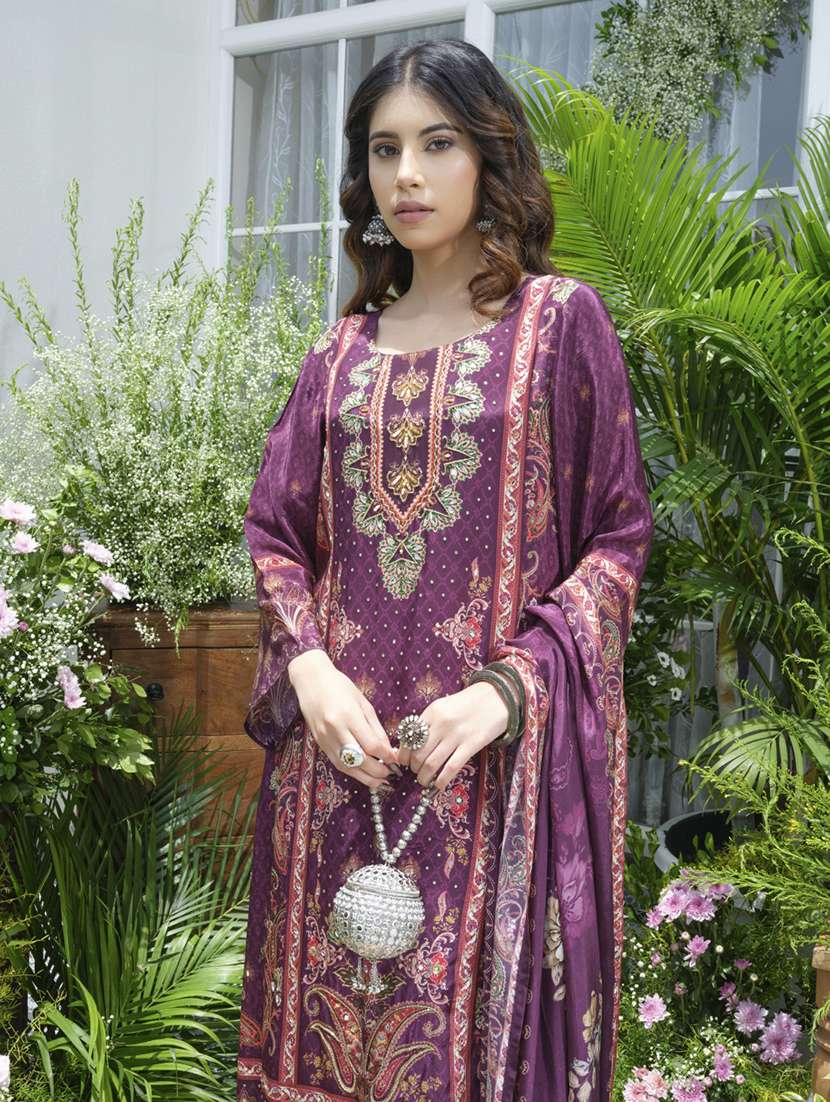 women printed long sleeve kurta pant with dupatta set - 22076992 - Standard Image - 3