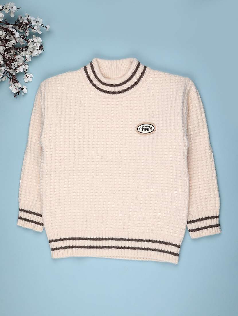 boys self design long sleeve sweater