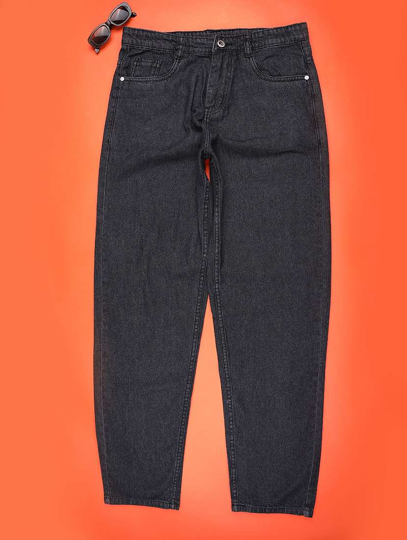 girls solid mid rise relaxed fit jean
