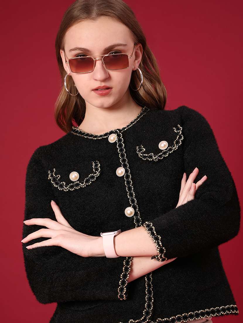 women solid long sleeve cardigan - 22077471 -  Standard Image - 3