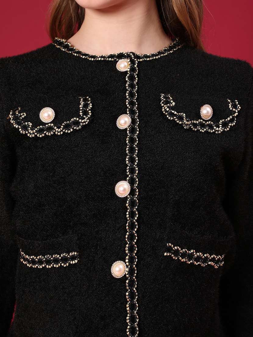 women solid long sleeve cardigan - 22077471 -  Standard Image - 5