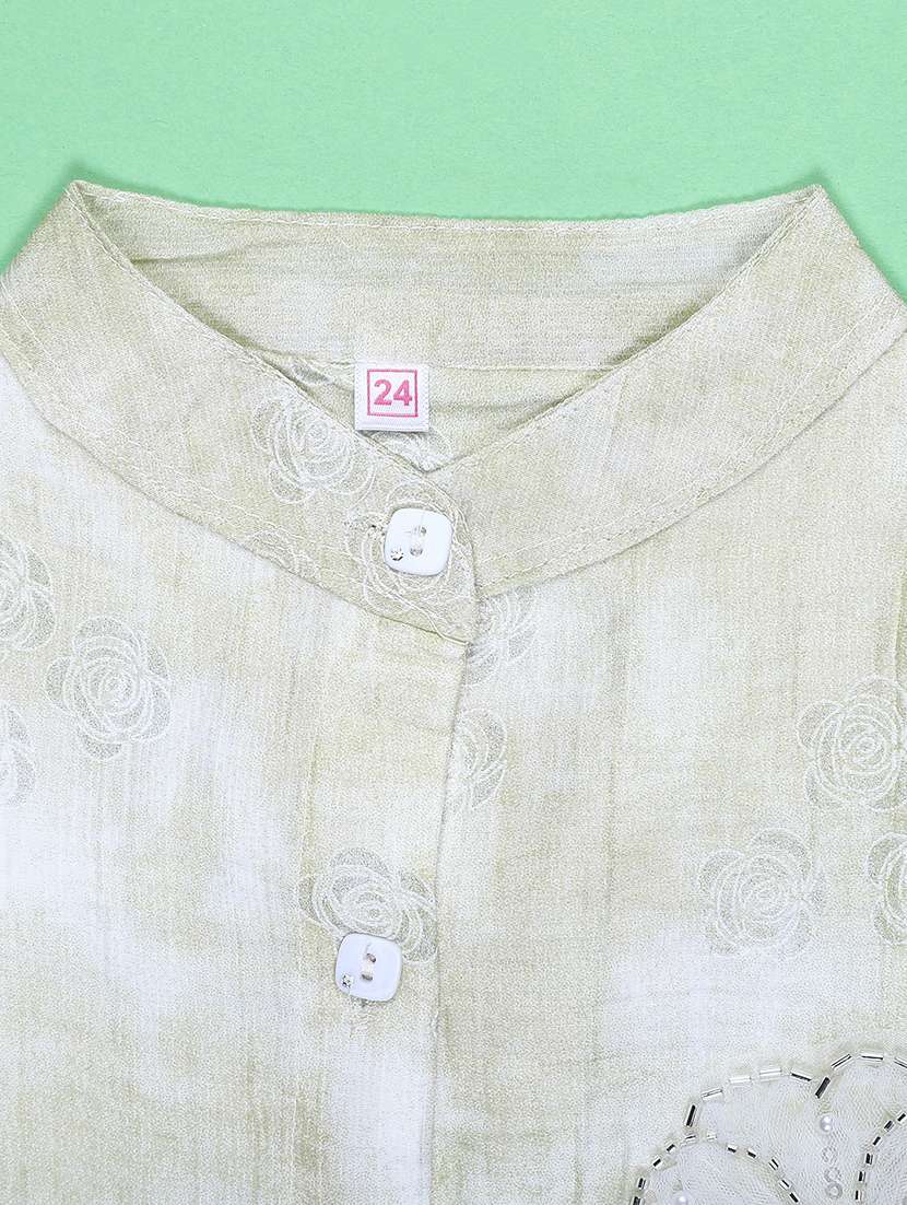 girls self desigend puff sleeve top - 22077518 -  Standard Image - 3