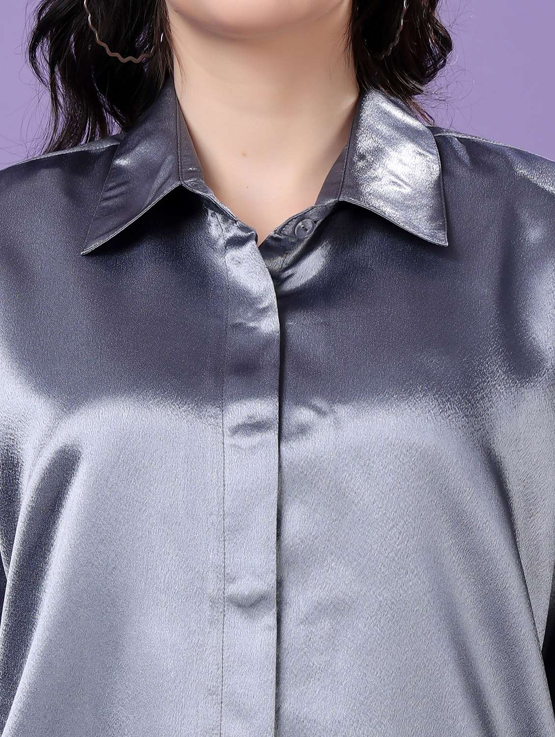 grey satin regular shirt - 22077605 - Standard Image - 5