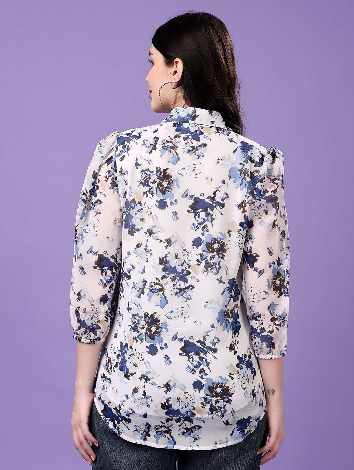 multi colored georgette regular shirt - 22077608 - Standard Image - 3