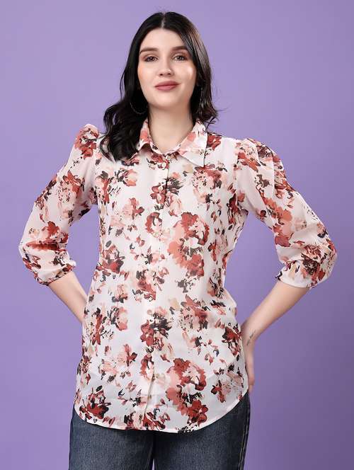 multi colored georgette regular shirt - 22077609 - Standard Image - 0