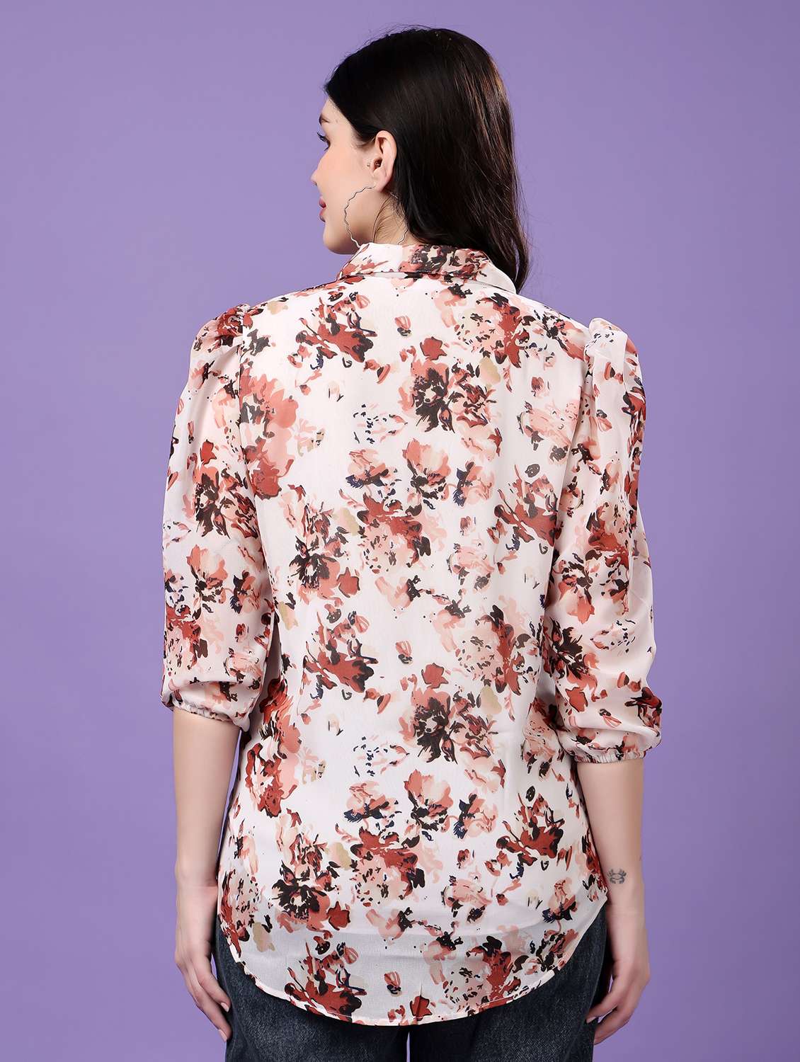multi colored georgette regular shirt - 22077609 - Standard Image - 3