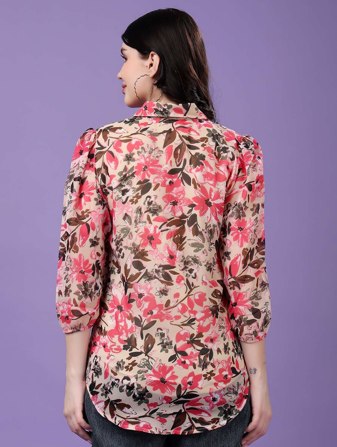 multi colored georgette regular shirt - 22077610 - Standard Image - 3
