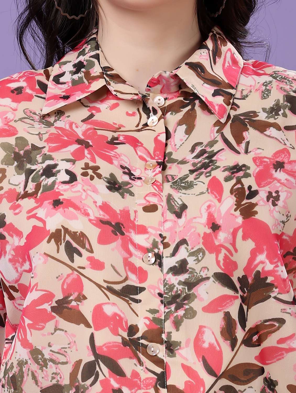 multi colored georgette regular shirt - 22077610 - Standard Image - 5