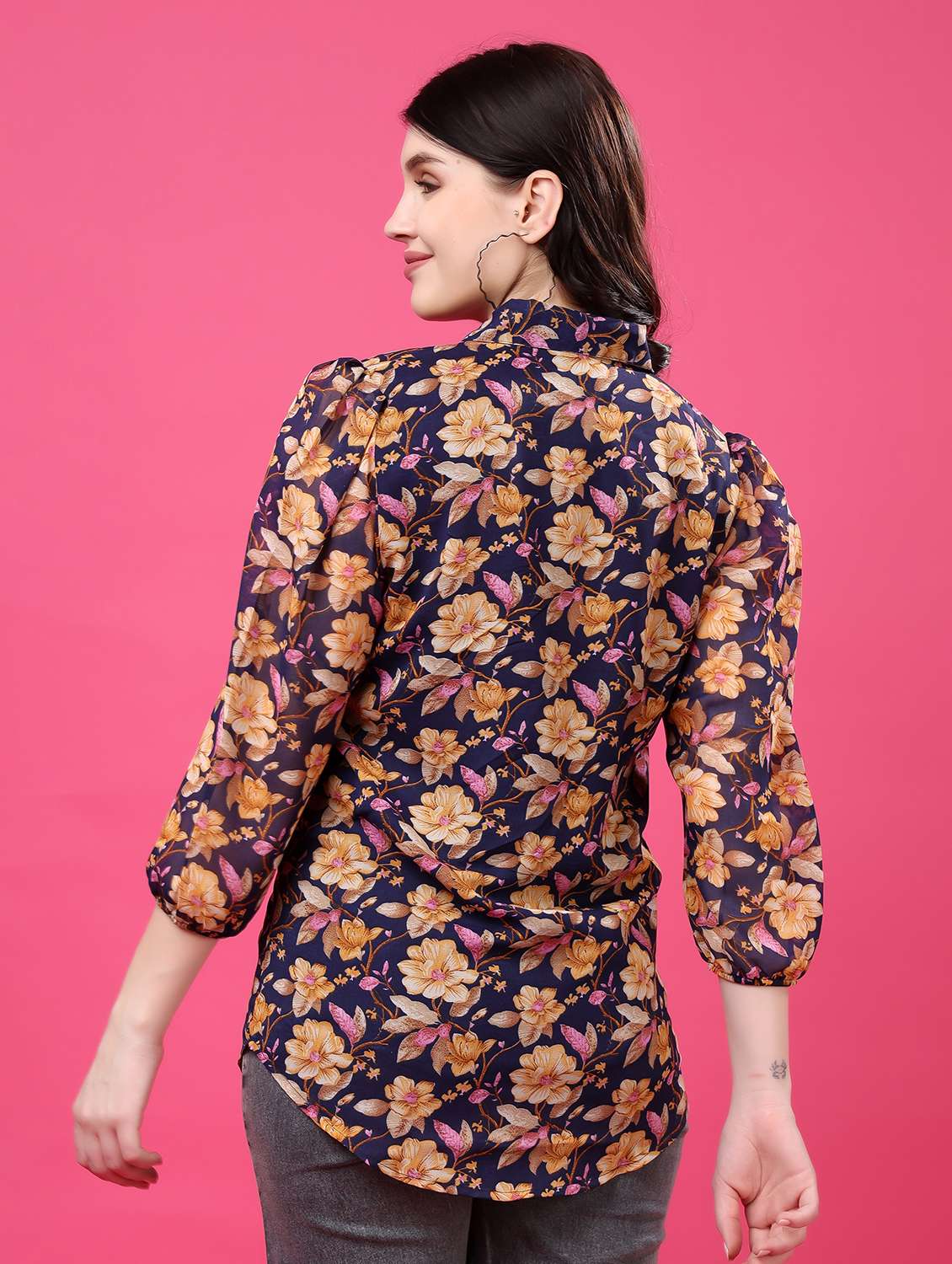multi colored georgette regular shirt - 22077611 - Standard Image - 3