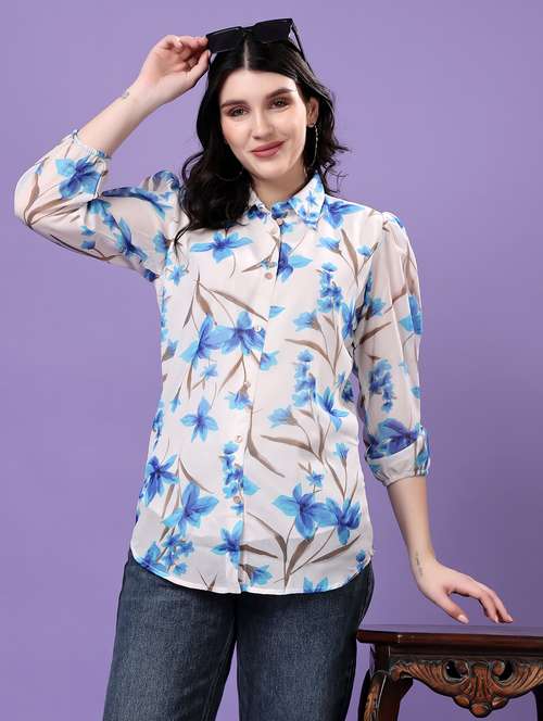 multi colored georgette regular shirt - 22077612 - Standard Image - 0
