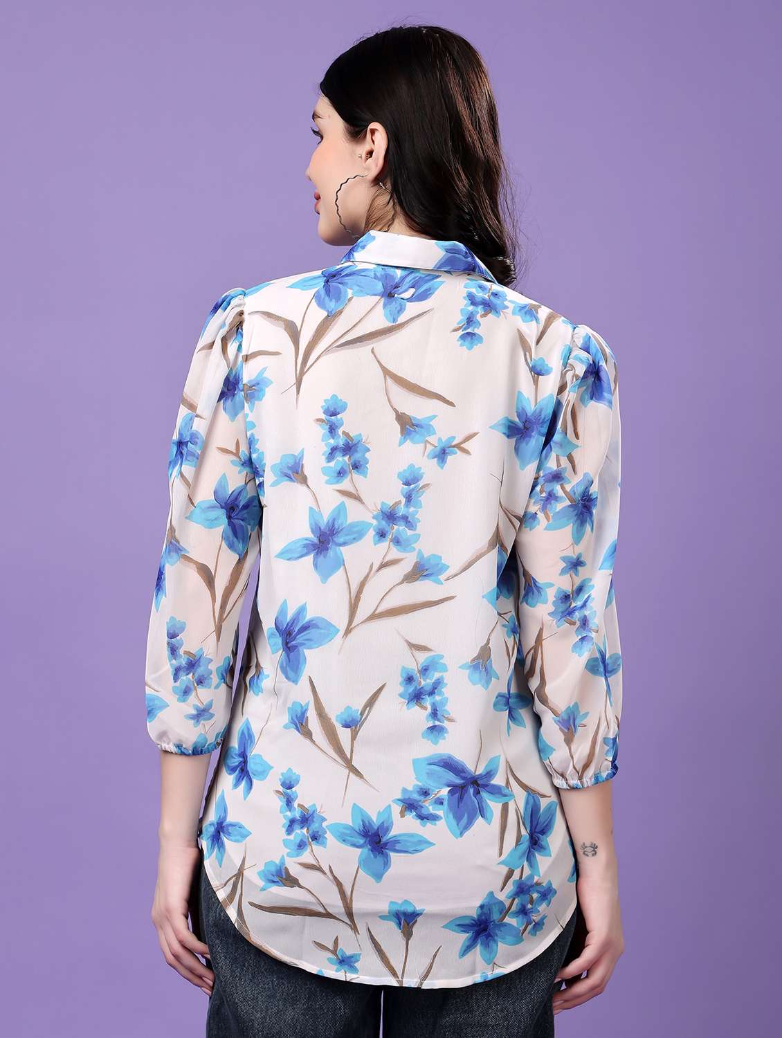multi colored georgette regular shirt - 22077612 - Standard Image - 3