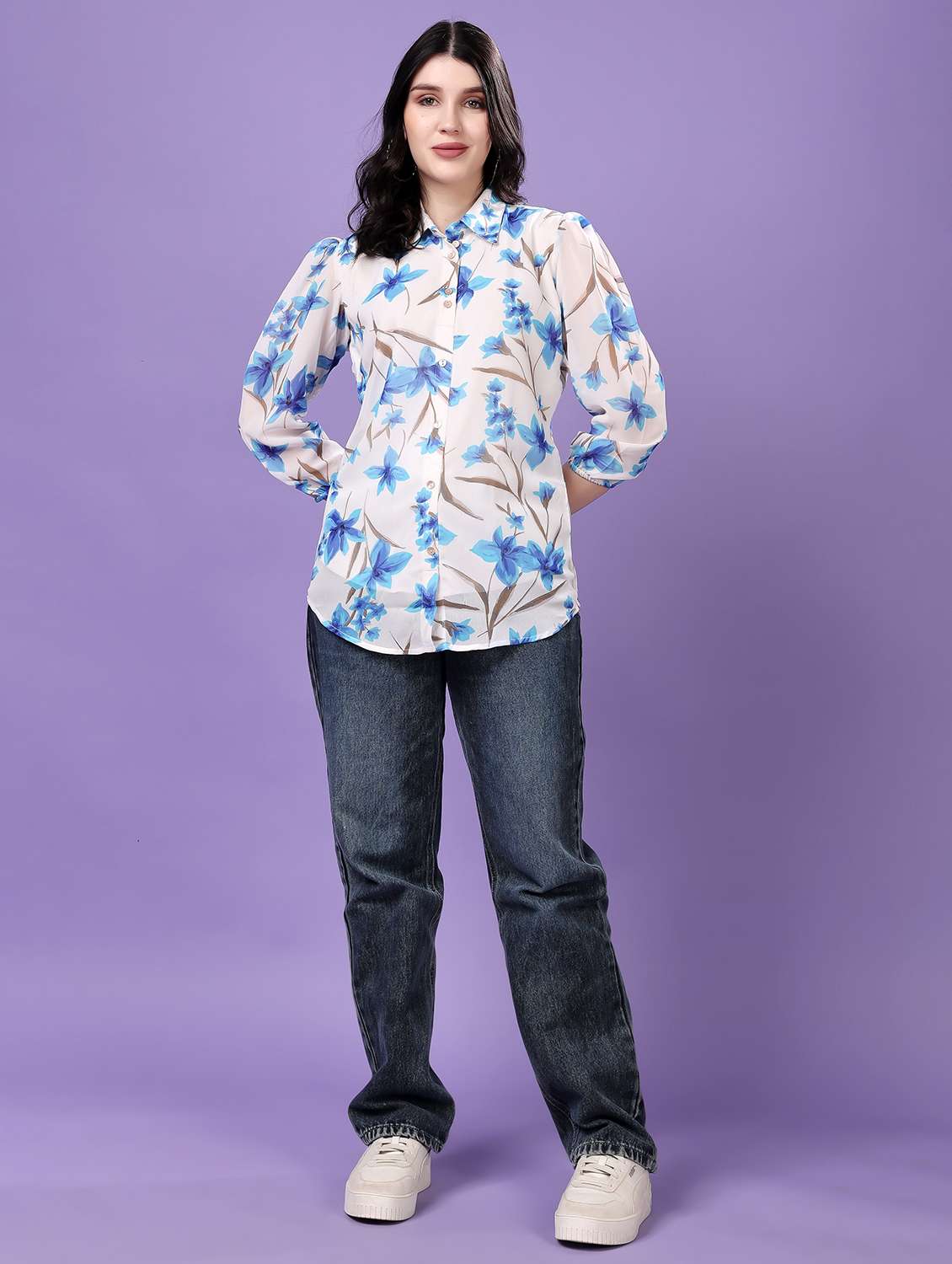 multi colored georgette regular shirt - 22077612 - Standard Image - 8