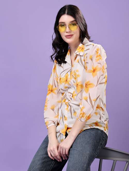 multi colored georgette regular shirt - 22077613 - Standard Image - 0