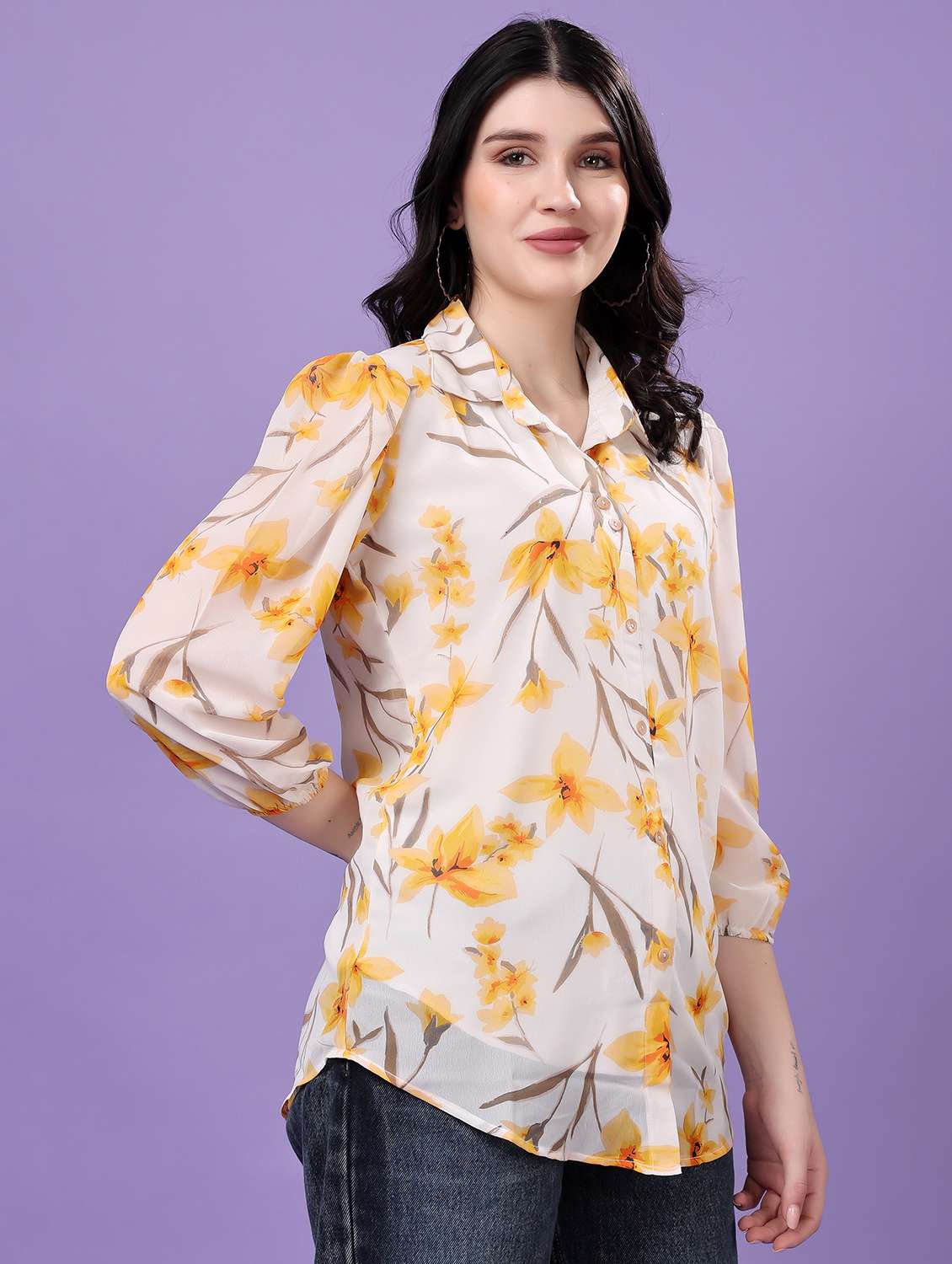 multi colored georgette regular shirt - 22077613 - Standard Image - 3