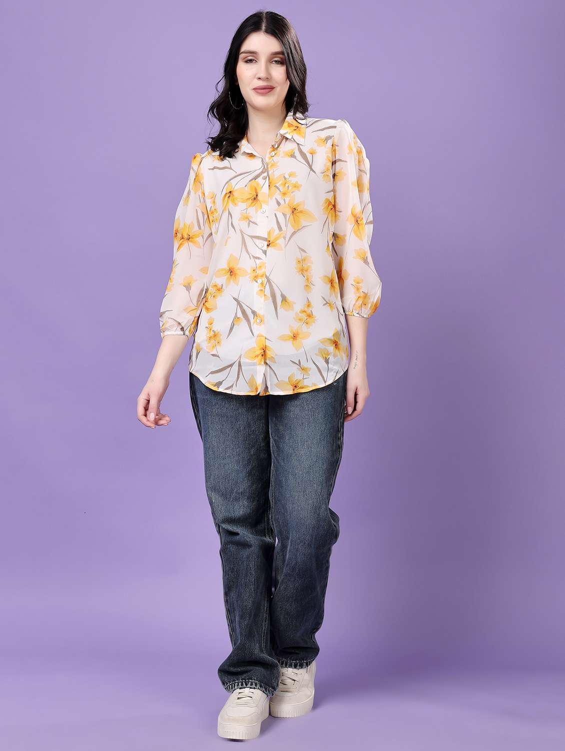 multi colored georgette regular shirt - 22077613 - Standard Image - 5