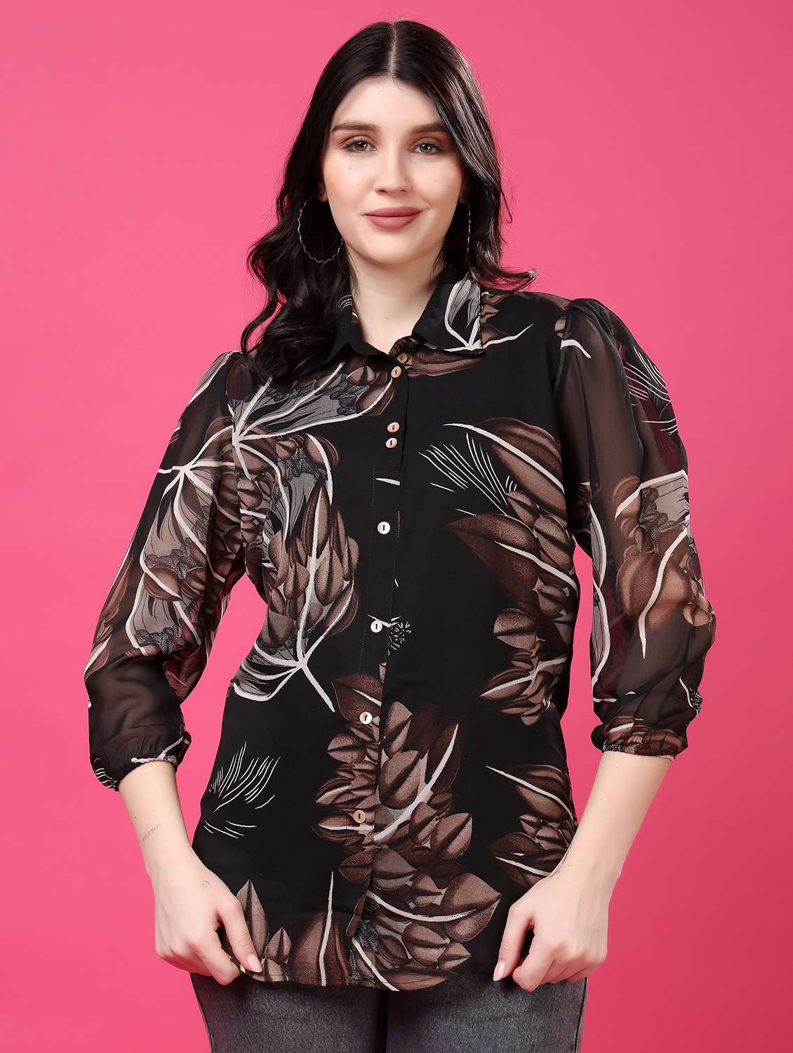 multi colored georgette regular shirt - 22077615 - Standard Image - 5