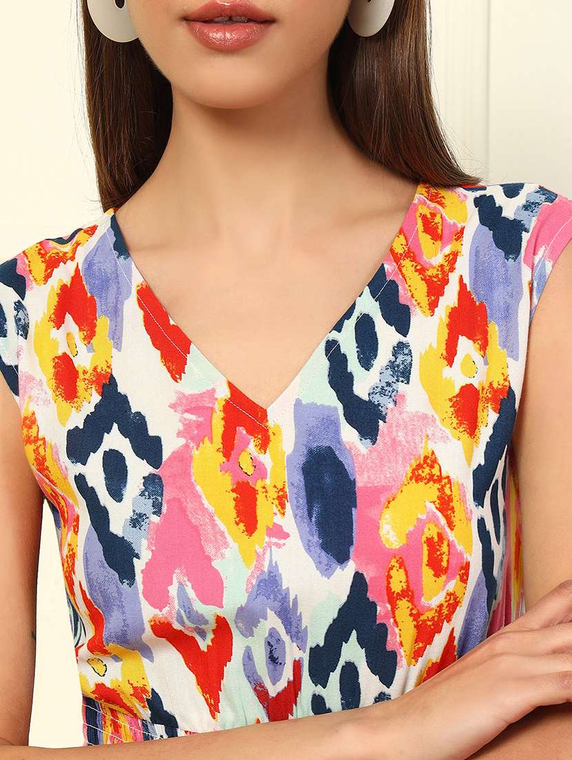 women printed sleeveless tiered maxi dress - 22077617 - Standard Image - 3