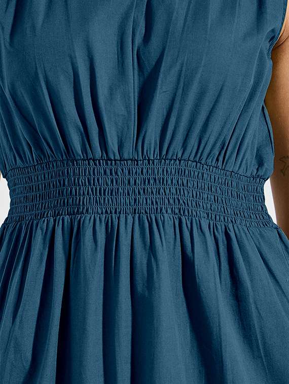 women solid sleeveless tiered dress - 22077624 - Standard Image - 3