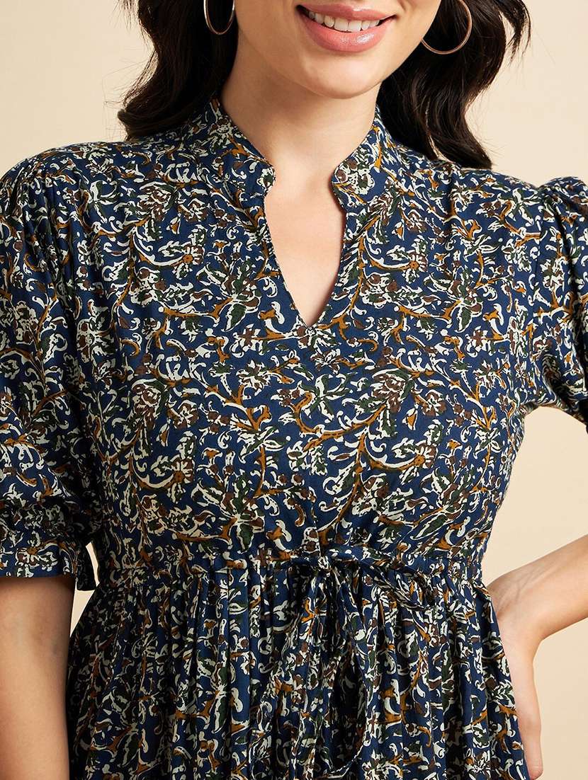 women printed puff sleeve tiered dress - 22077630 - Standard Image - 3