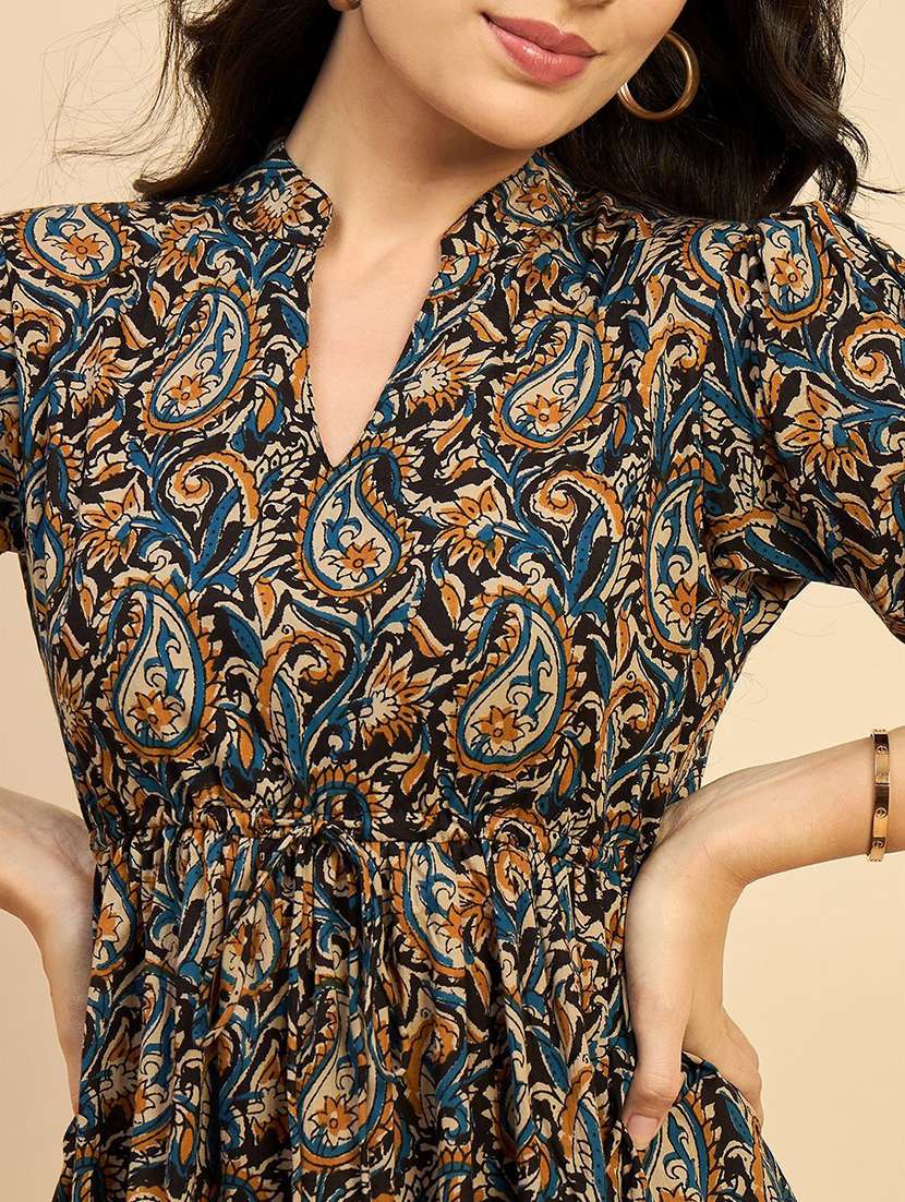 women printed puff sleeve tiered dress - 22077635 - Standard Image - 3