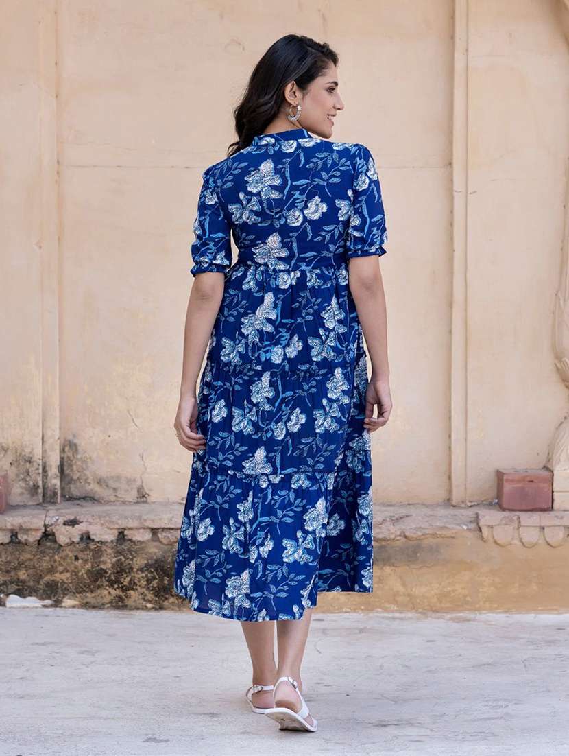women printed puff sleeve tiered dress - 22077647 - Standard Image - 3