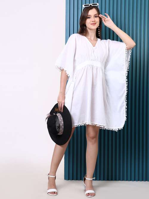 women solid kimono sleeve kaftan dress - 22077726 - Standard Image - 0