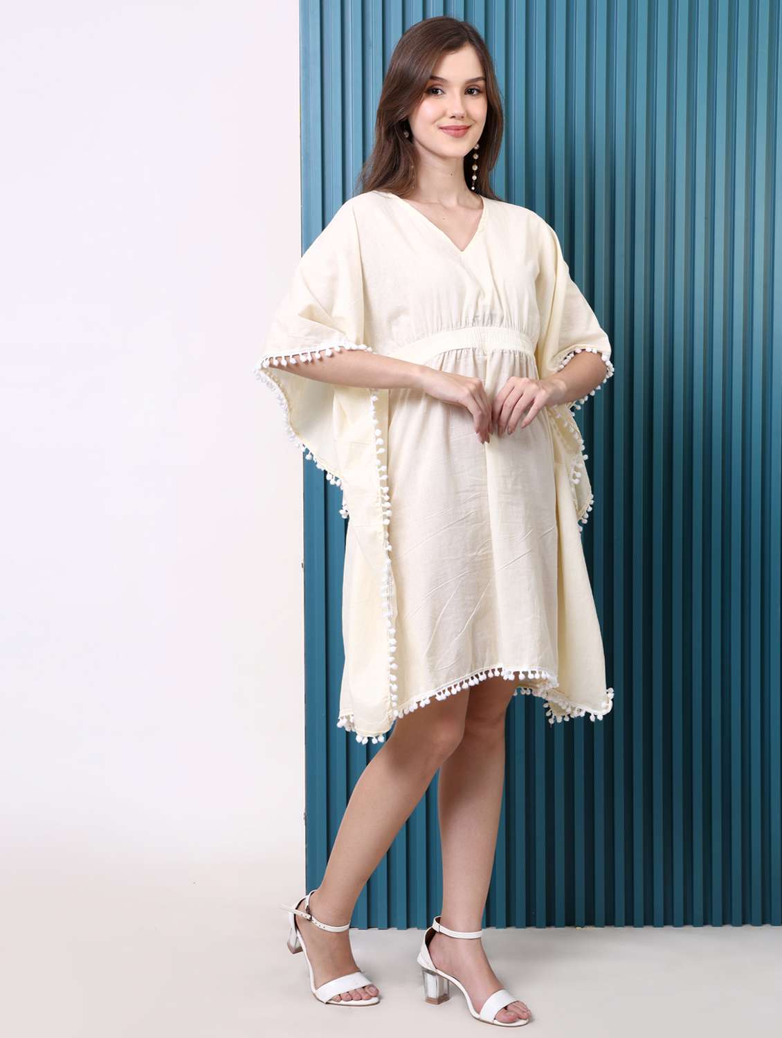 women solid kimono sleeve kaftan dress - 22077727 - Standard Image - 3