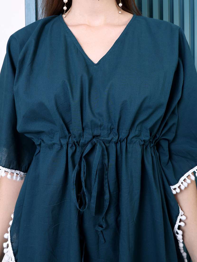 women solid kimono sleeve kaftan dress - 22077728 -  Standard Image - 5