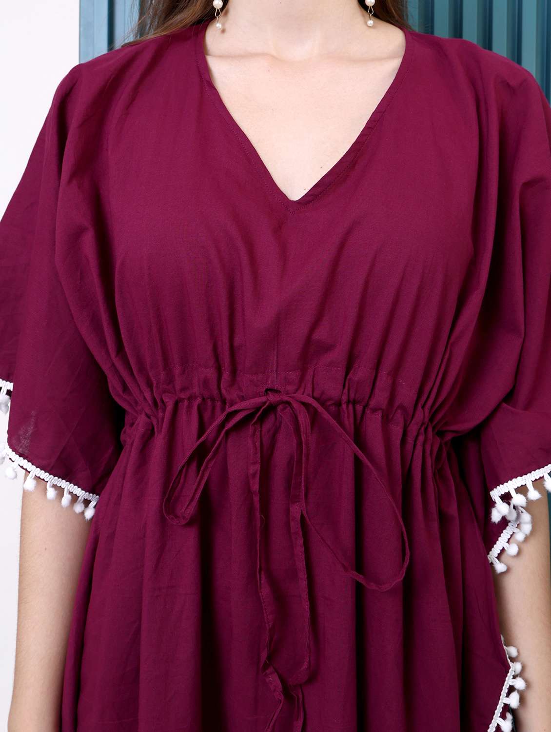 women solid kimono sleeve kaftan dress - 22077729 -  Standard Image - 5