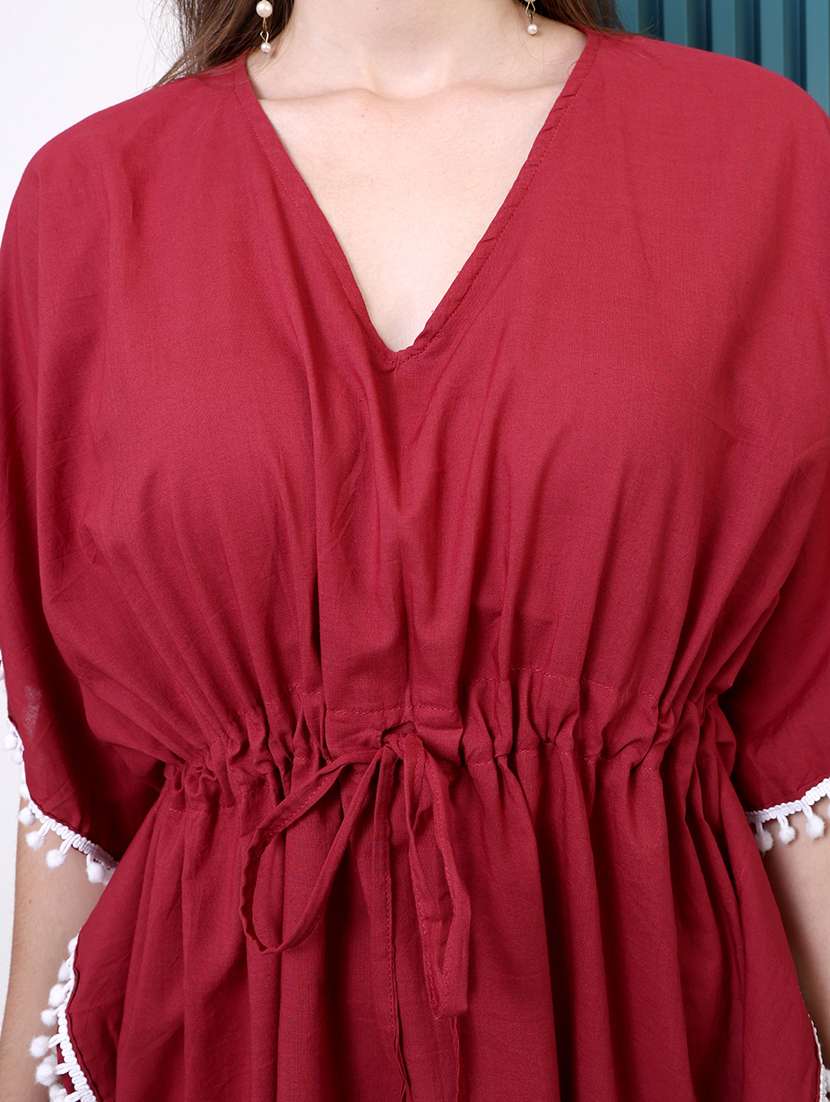 women solid kimono sleeve kaftan dress - 22077730 -  Standard Image - 5