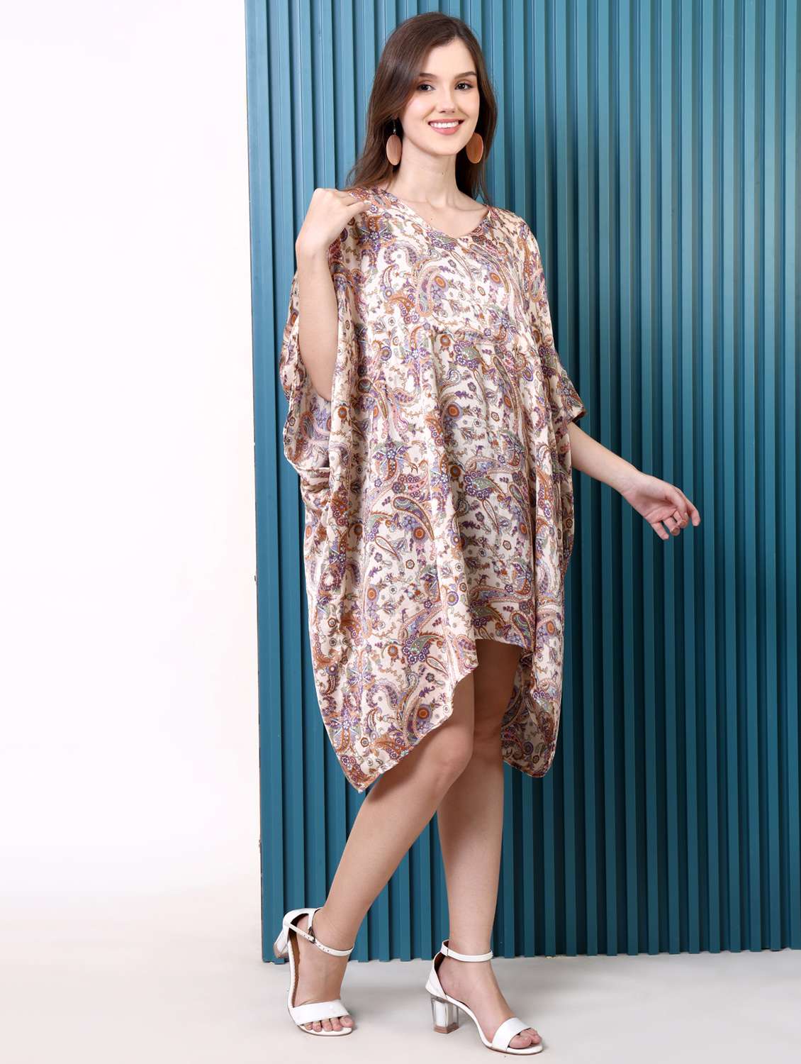 women printed kimono sleeve kaftan dress - 22077732 - Standard Image - 3