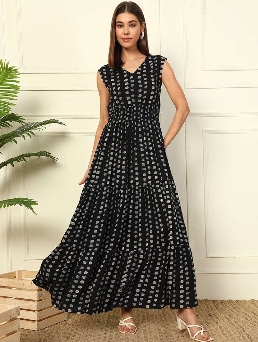 women printed sleveeless tiered maxi dress - 22077798 - Zoom Image - 0