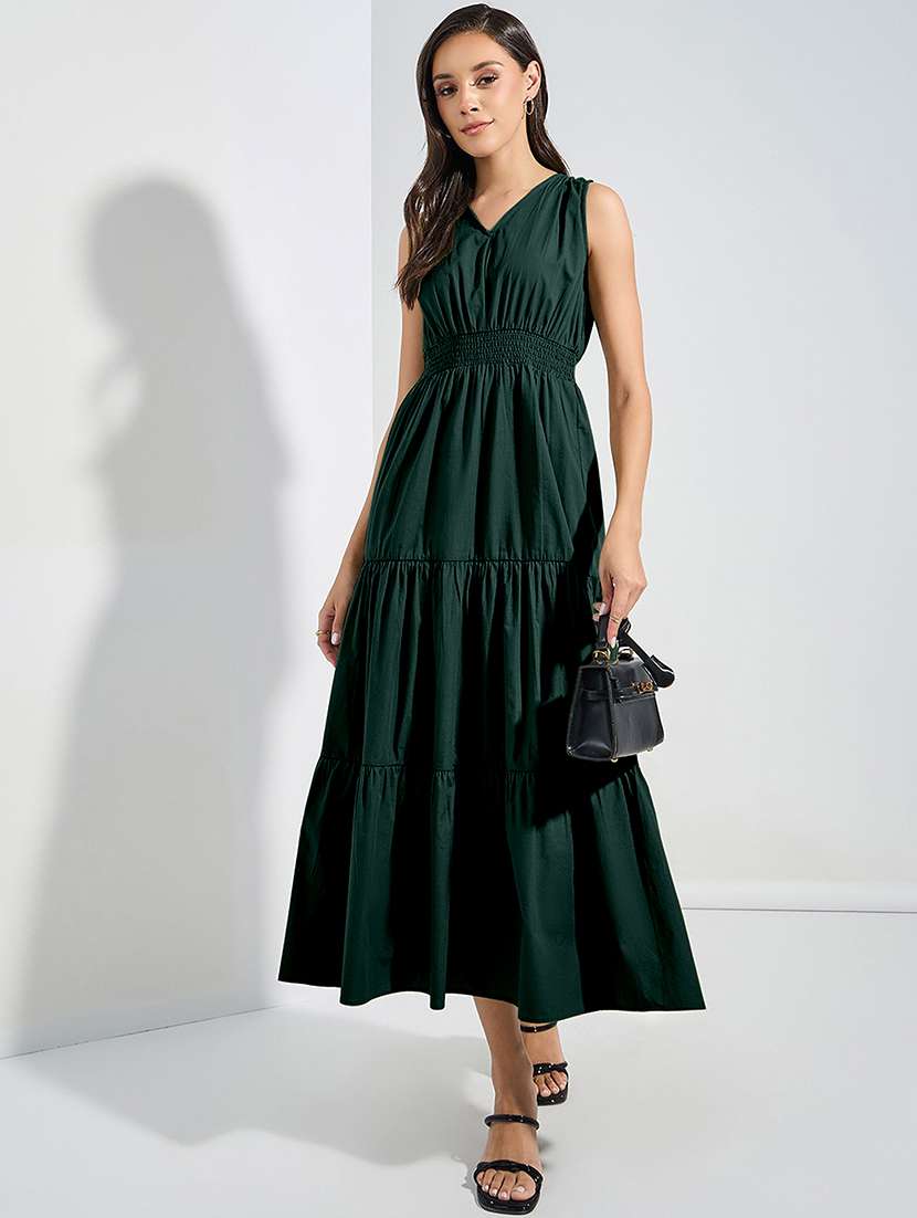 women solid sleveeless tiered dress - 22077805 -  Zoom Image - 0