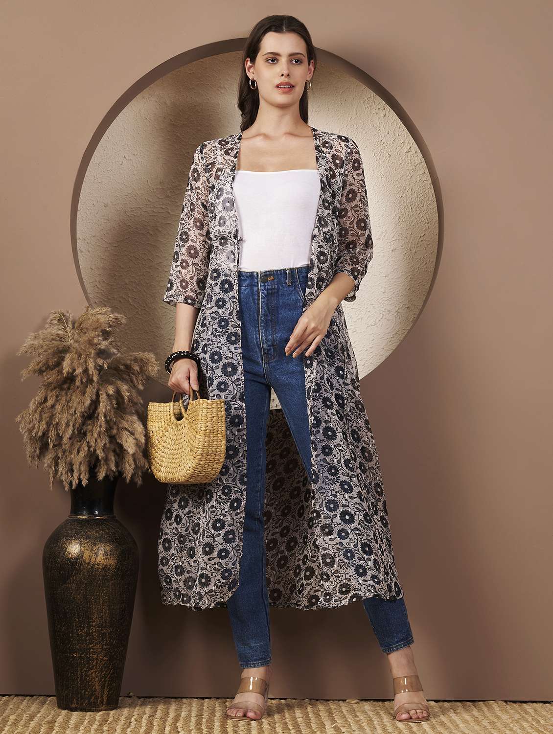 women printed three quarter sleeve regular shrug - 22077818 - Zoom Image - 0
