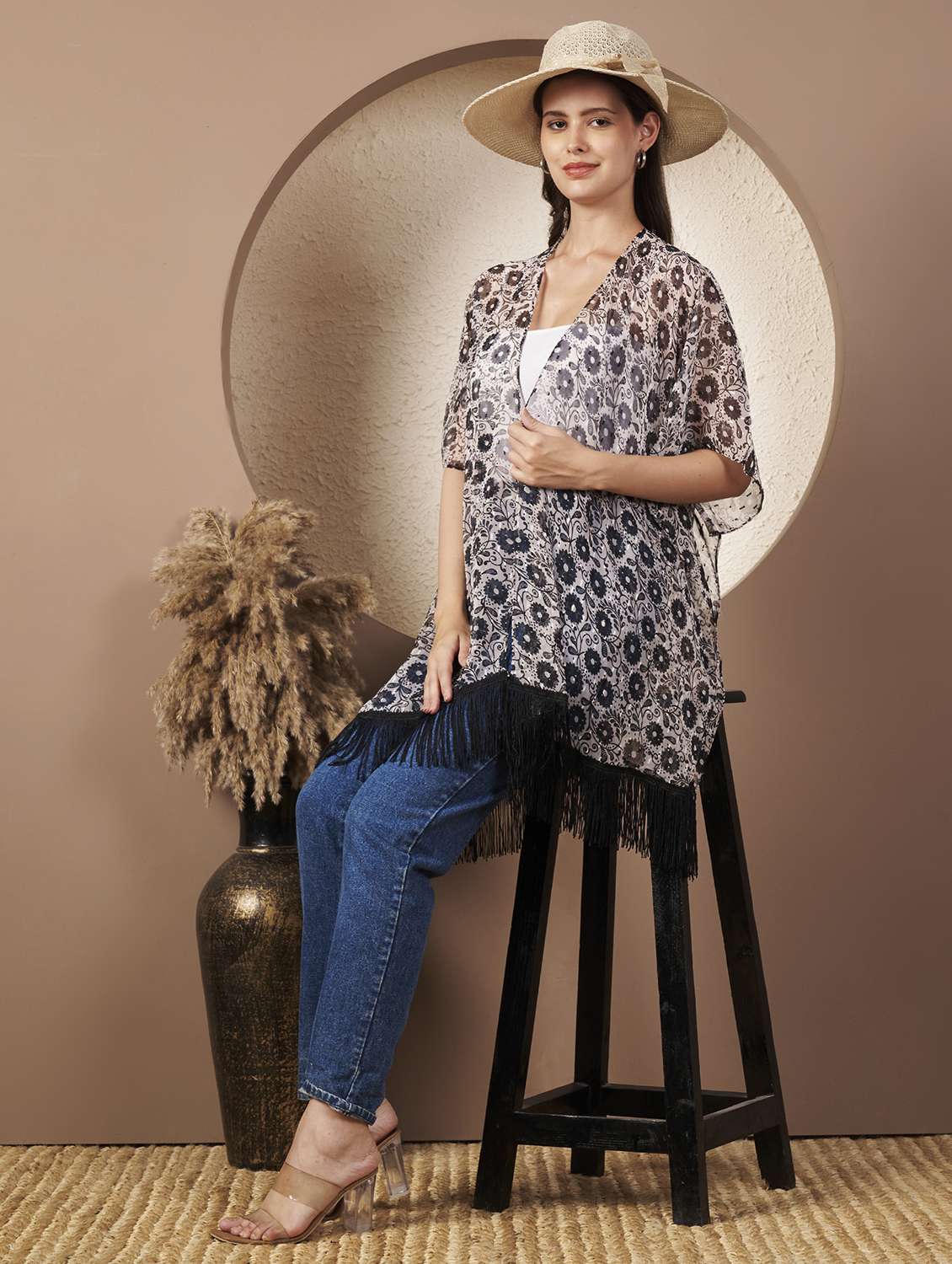 women printed three quarter sleeve regular shrug - 22077819 - Zoom Image - 0