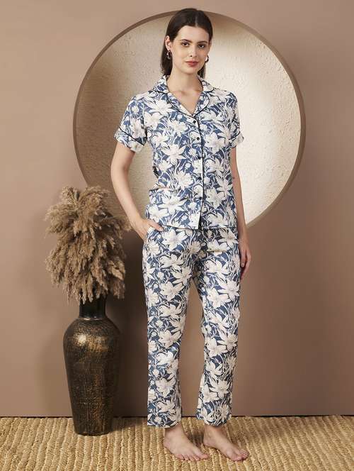 women printed nightwear pyjama set - 22077821 - Standard Image - 0