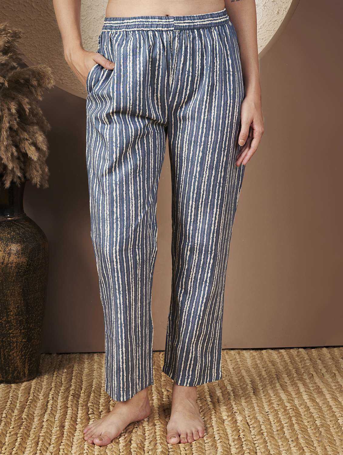 women striped nightwear pyjama set - 22077822 - Standard Image - 5