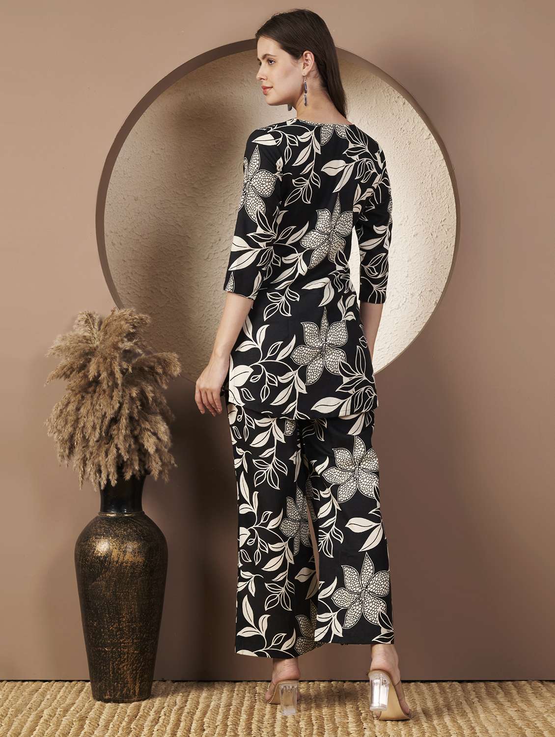 women floral print top and trouser co-ord set - 22077824 - Standard Image - 3