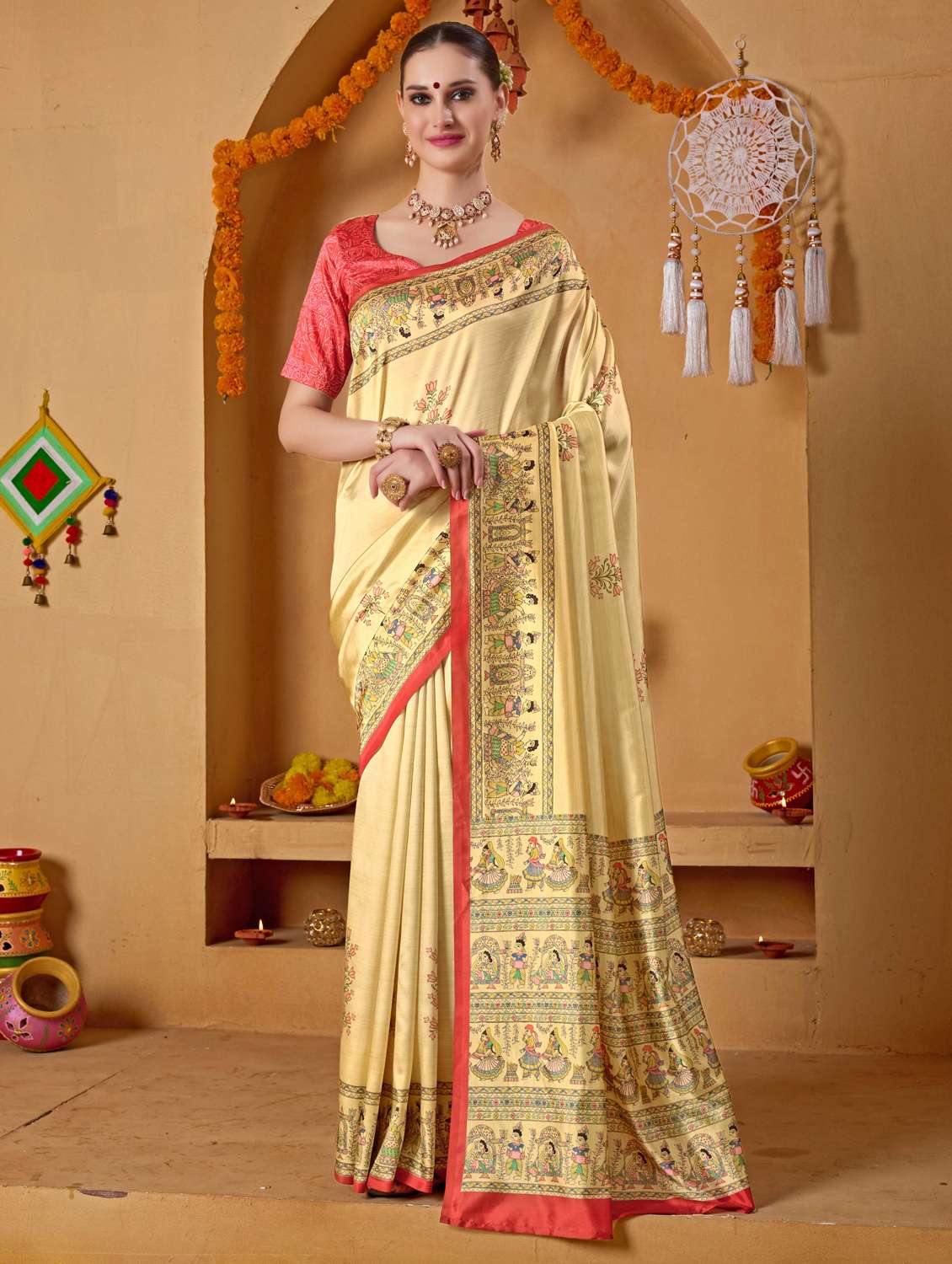 women printed casual wear saree with blouse - 22078188 - Zoom Image - 0