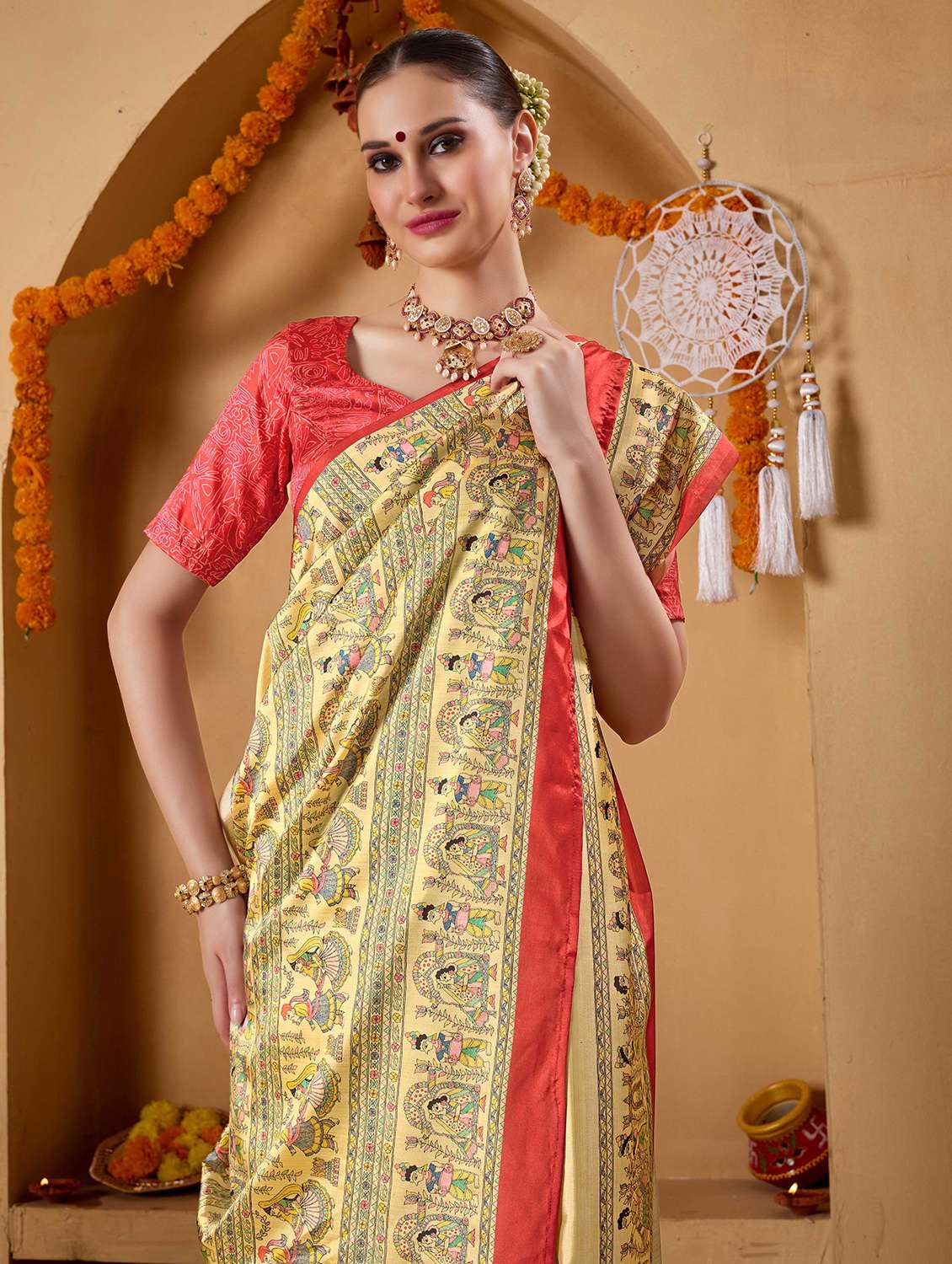 women printed casual wear saree with blouse - 22078188 - Standard Image - 5