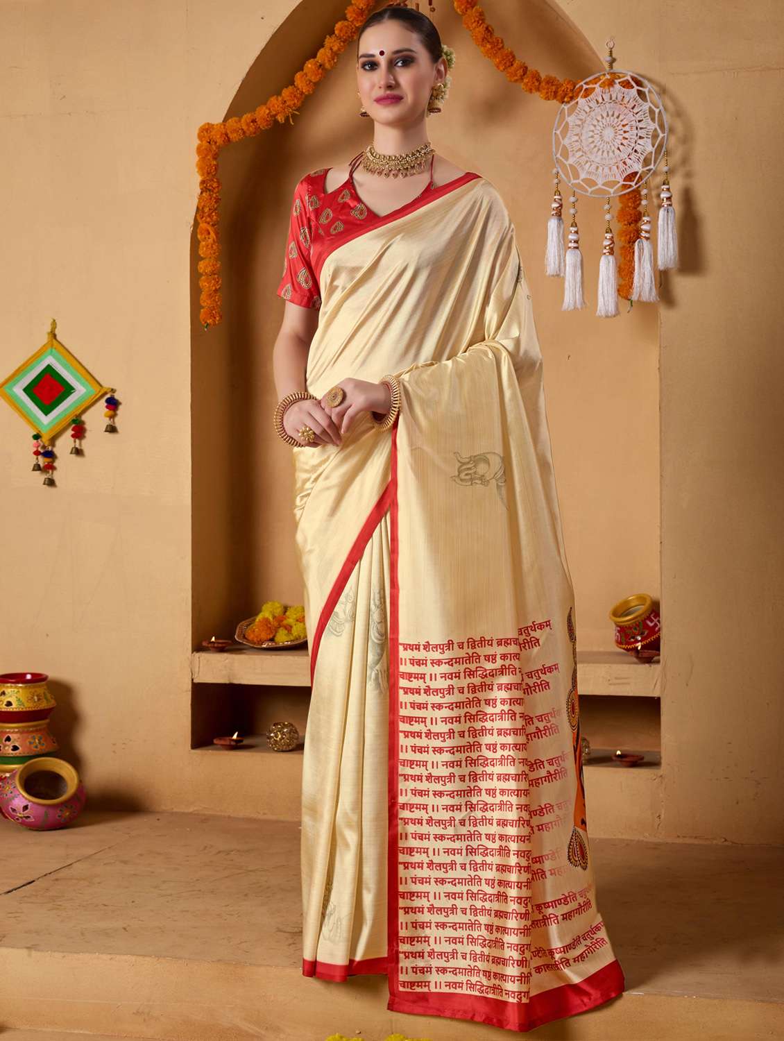 women printed casual wear saree with blouse