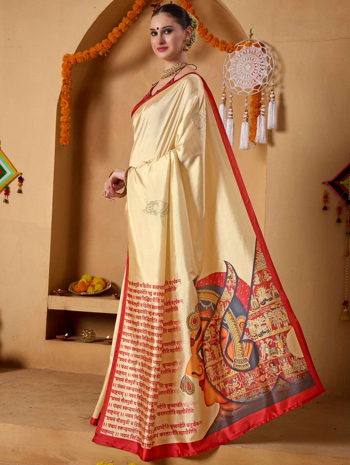 women printed casual wear saree with blouse - 22078190 - Standard Image - 3