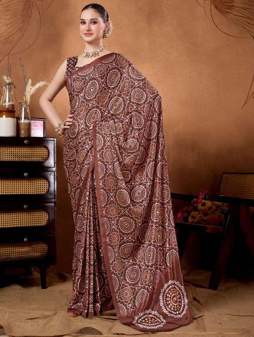 women bandhani ready to wear saree with blouse - 22078194 - Standard Image - 0