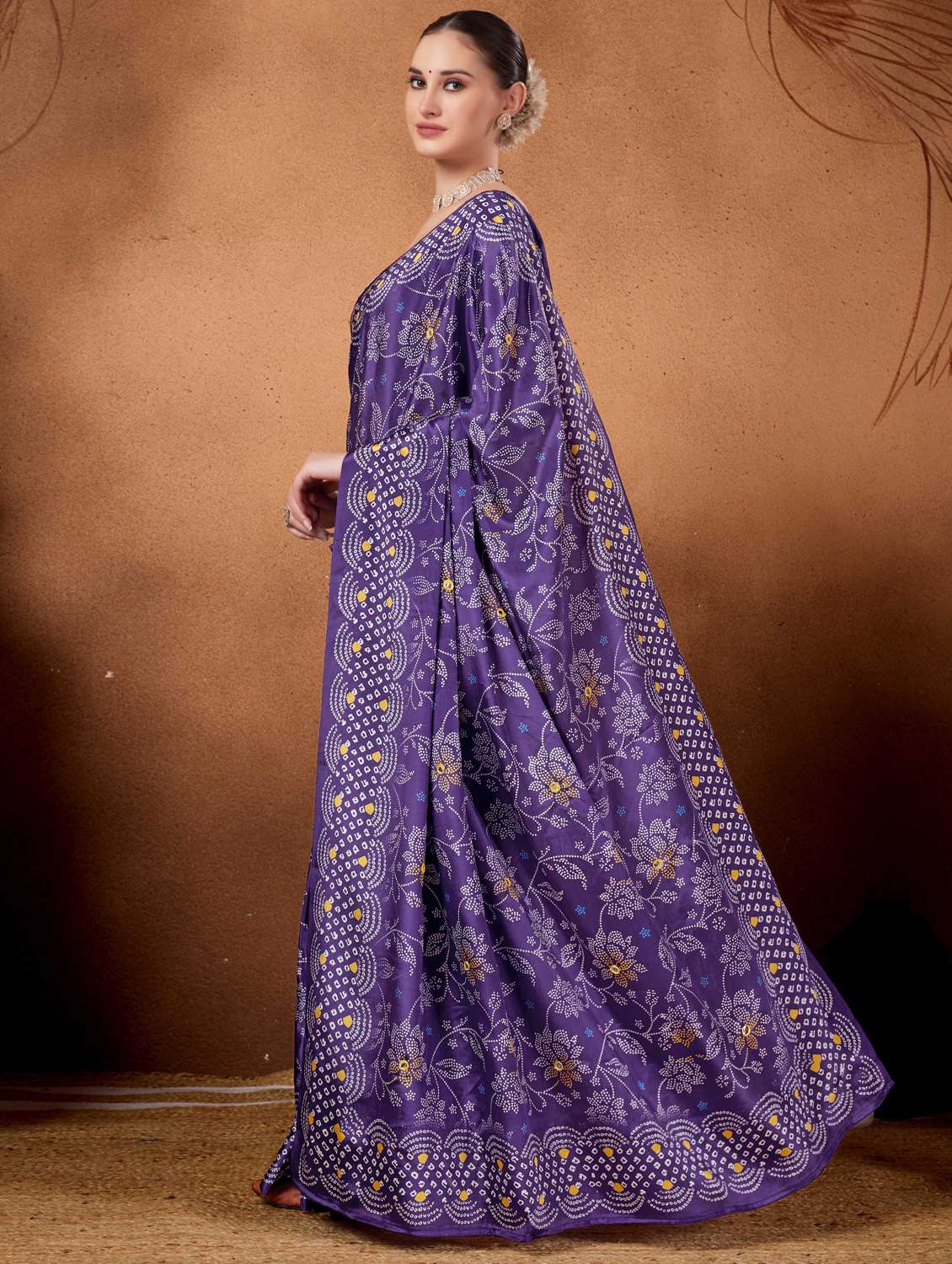 women bandhani ready to wear saree with blouse - 22078197 -  Zoom Image - 0