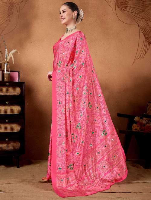women bandhani ready to wear saree with blouse - 22078199 -  Standard Image - 0