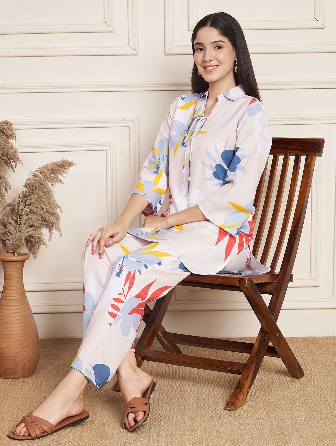 women printed top and trouser co-ord set - 22078242 -  Zoom Image - 0