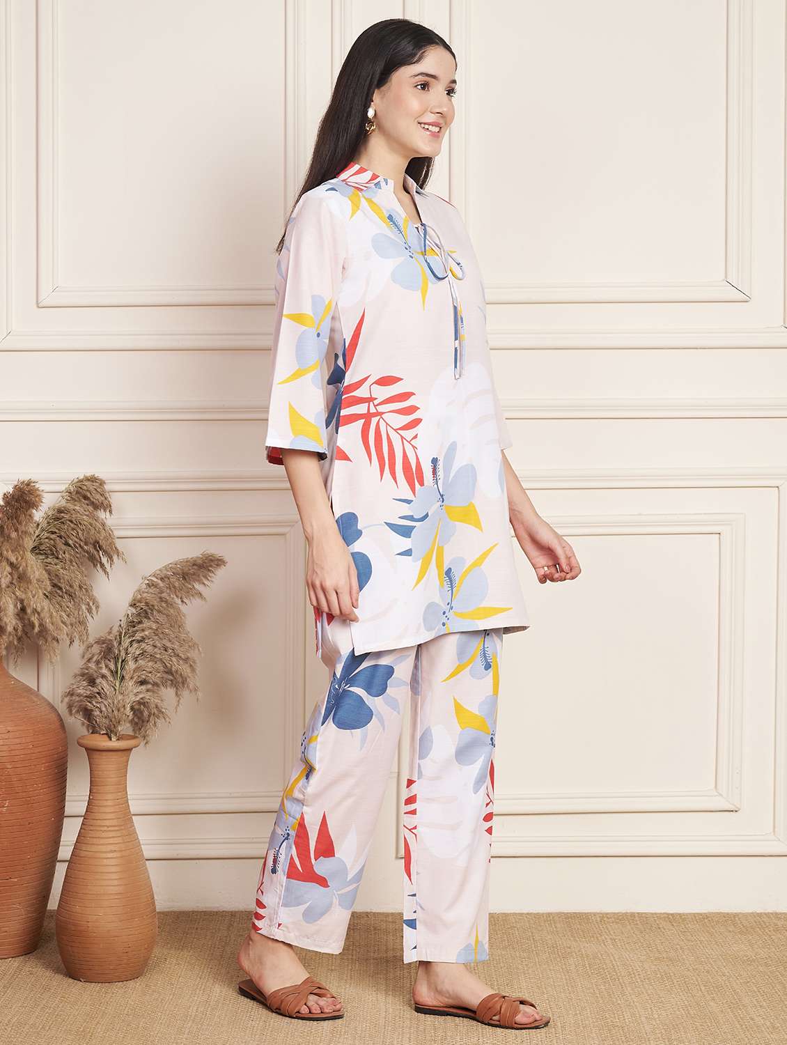 women printed top and trouser co-ord set - 22078242 - Standard Image - 5