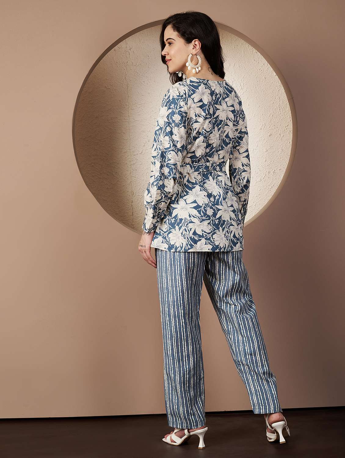 women printed three quarter sleeve co-ord set - 22078245 - Standard Image - 3