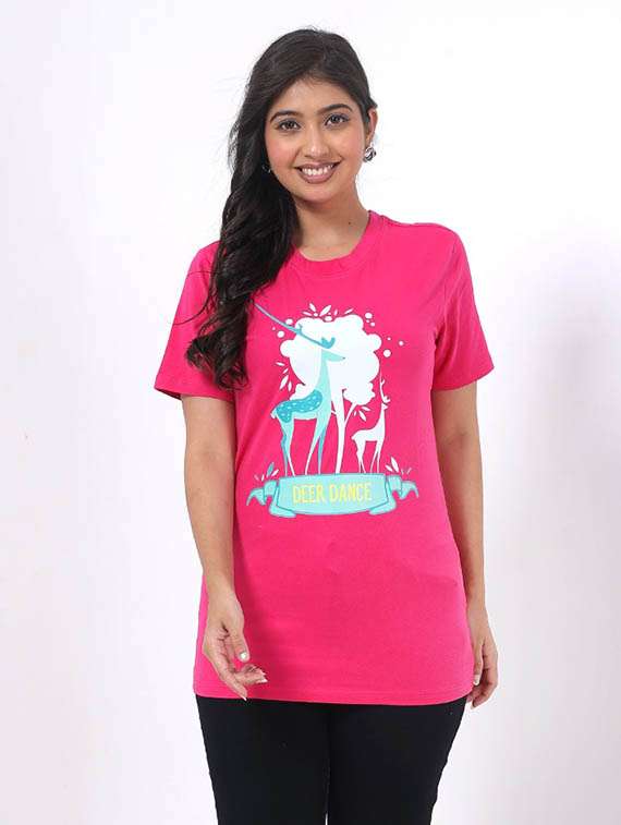 women front print round neck t-shirt - 22078261 - Zoom Image - 0
